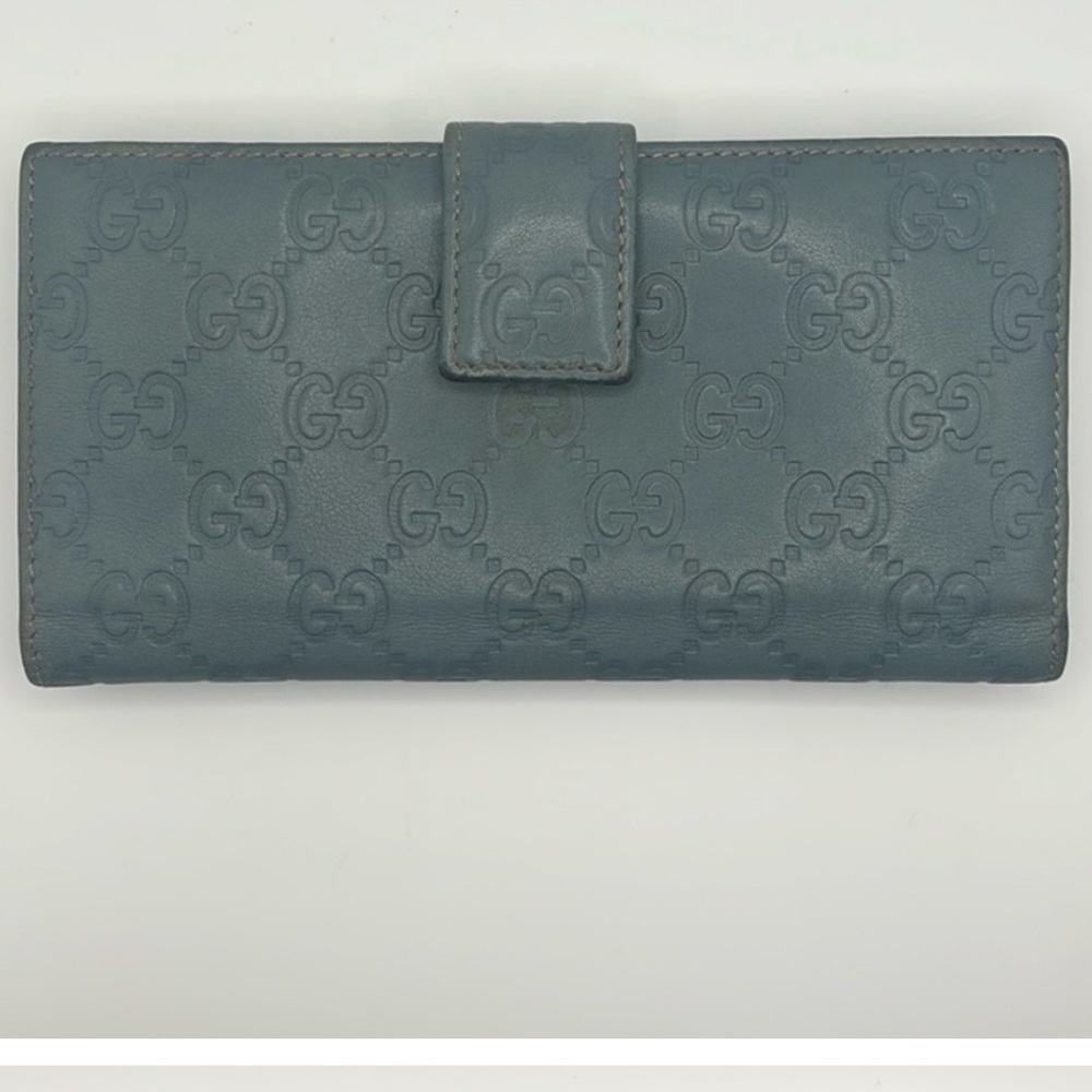 Gucci blue/gray pre-loved wallet